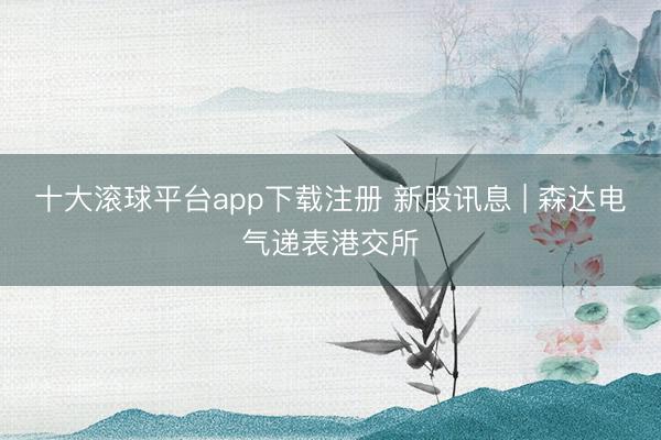 十大滚球平台app下载注册 新股讯息 | 森达电气递表港交所