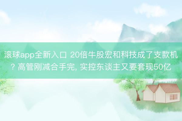 滚球app全新入口 20倍牛股宏和科技成了支款机? 高管刚减合手完, 实控东谈主又要套现50亿