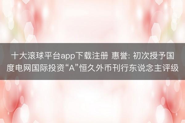 十大滚球平台app下载注册 惠誉: 初次授予国度电网国际投资“A”恒久外币刊行东说念主评级