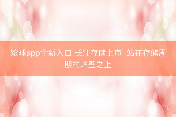 滚球app全新入口 长江存储上市: 站在存储周期的峭壁之上