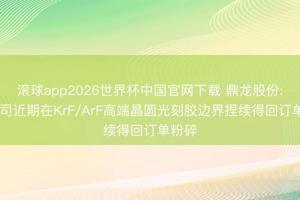 滚球app2026世界杯中国官网下载 鼎龙股份: 子公司近期在KrF/ArF高端晶圆光刻胶边界捏续得回订单粉碎