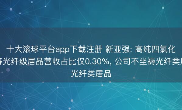 十大滚球平台app下载注册 新亚强: 高纯四氯化硅等光纤级居品营收占比仅0.30%, 公司不坐褥光纤类居品