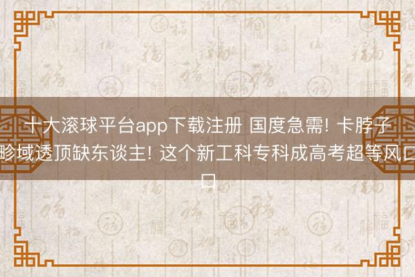 十大滚球平台app下载注册 国度急需! 卡脖子畛域透顶缺东谈主! 这个新工科专科成高考超等风口