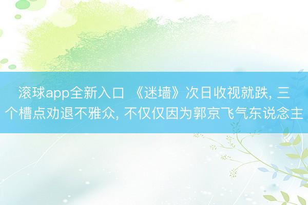 滚球app全新入口 《迷墙》次日收视就跌, 三个槽点劝退不雅众, 不仅仅因为郭京飞气东说念主