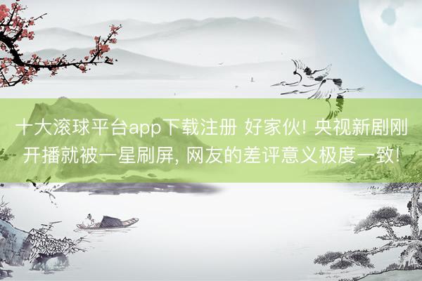 十大滚球平台app下载注册 好家伙! 央视新剧刚开播就被一星刷屏, 网友的差评意义极度一致!