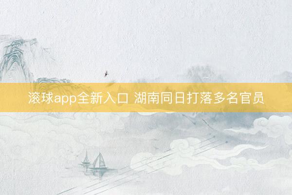 滚球app全新入口 湖南同日打落多名官员