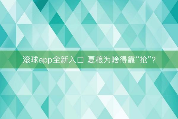 滚球app全新入口 夏粮为啥得靠“抢”？