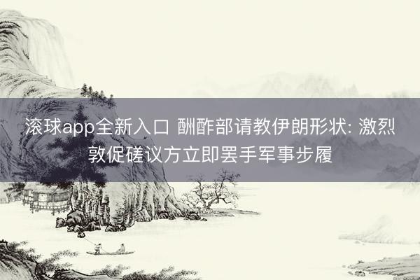 滚球app全新入口 酬酢部请教伊朗形状: 激烈敦促磋议方立即罢手军事步履