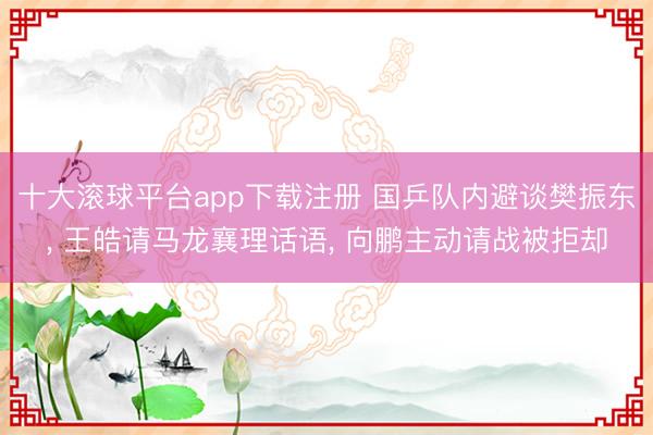 十大滚球平台app下载注册 国乒队内避谈樊振东, 王皓请马龙襄理话语, 向鹏主动请战被拒却