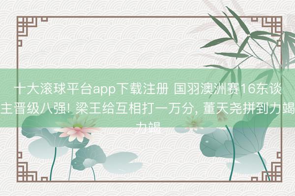 十大滚球平台app下载注册 国羽澳洲赛16东谈主晋级八强! 梁王给互相打一万分, 董天尧拼到力竭