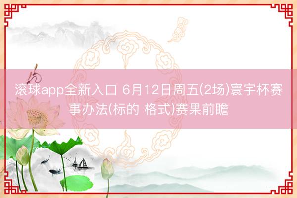 滚球app全新入口 6月12日周五(2场)寰宇杯赛事办法(标的 格式)赛果前瞻