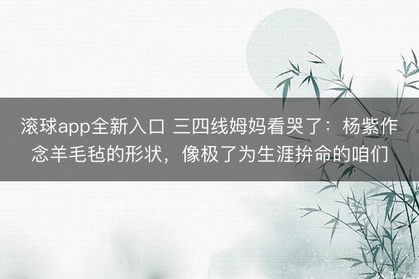 滚球app全新入口 三四线姆妈看哭了：杨紫作念羊毛毡的形状，像极了为生涯拚命的咱们