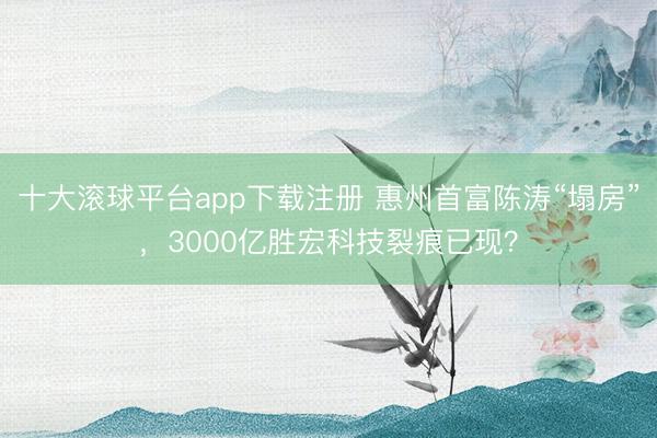 十大滚球平台app下载注册 惠州首富陈涛“塌房”,3000亿胜宏科技裂痕已现?