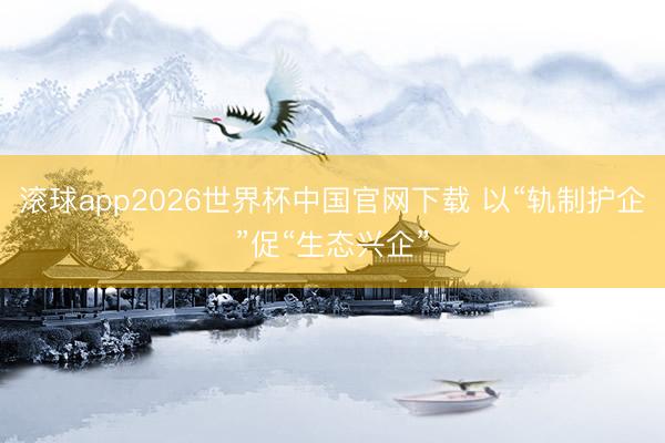 滚球app2026世界杯中国官网下载 以“轨制护企”促“生态兴企”